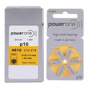 باور ون بطاريات Power one لأداة المساعدة السمعية 1.45 فولت - مجموعة من 60 قطعة.